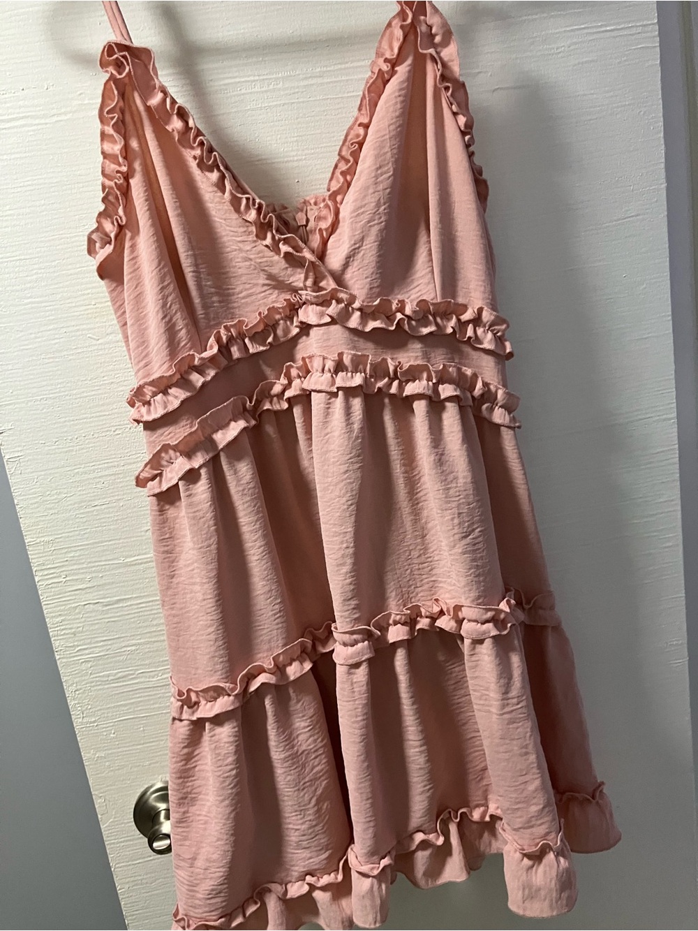 iris Blush Pink Ruffle Tiered Slip Dress